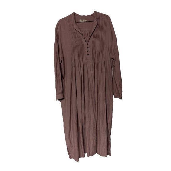 Ichi Antiquites Women's 100% Linen Dress Mauve Henley Neckline Free Size -  www.rajagirimanappuram.com